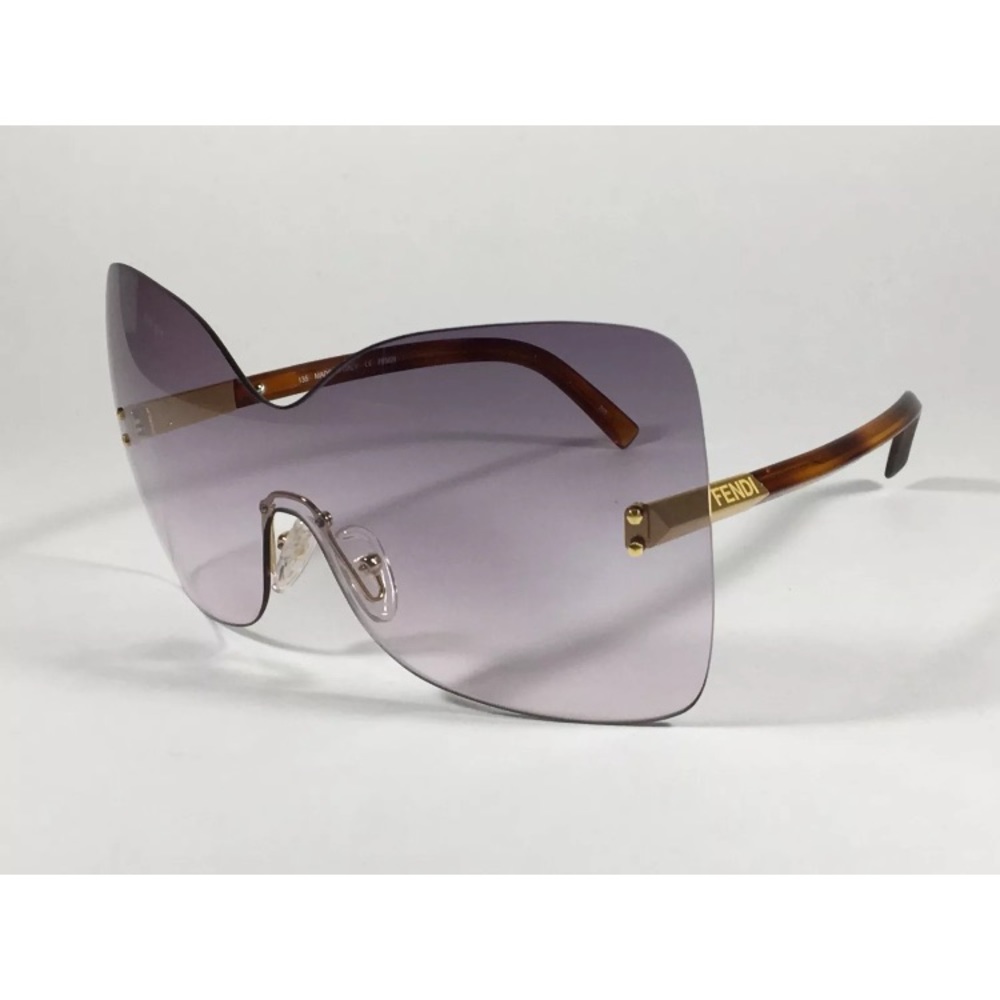 Fendi Rimless Shield Havana Sunglasses purple